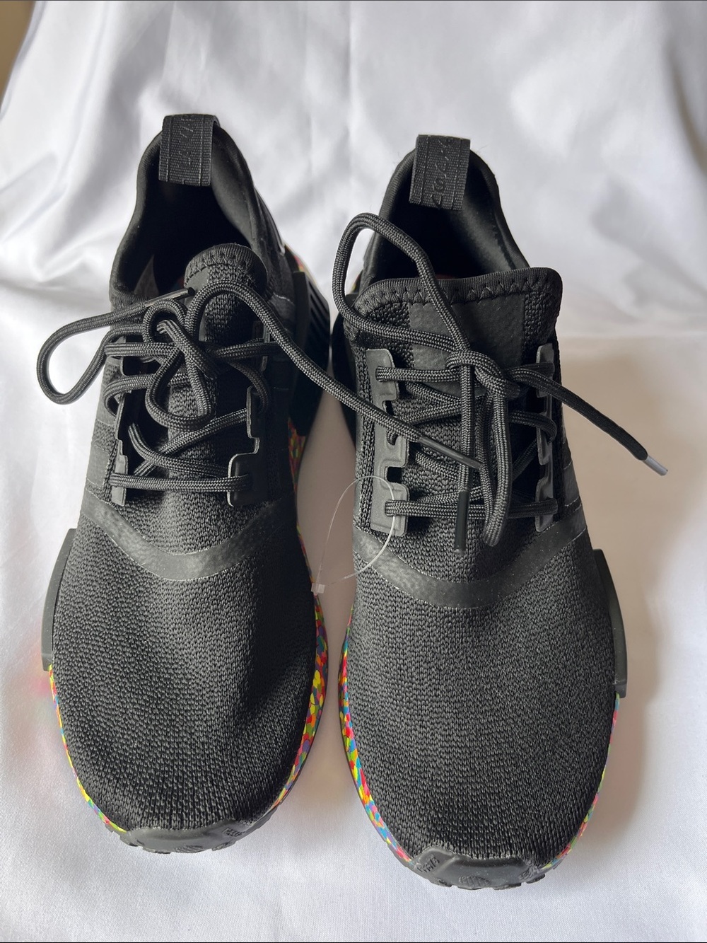 adidas Kids Black Sneakers with Rainbow Sole Accent